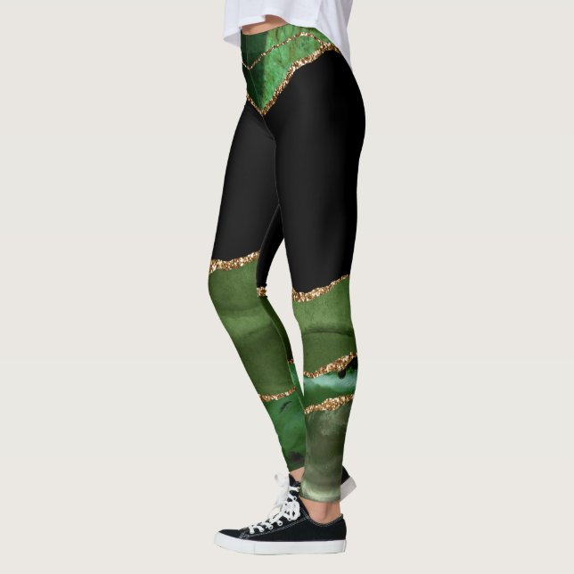 Imitate Emerald Green Marbour Agate Zeitgenössisch Leggings (Links)
