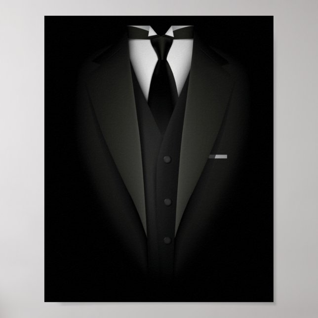 Imitate Fake Tuxedo Anzug oben mit Brust und Krawa Poster (Vorne)