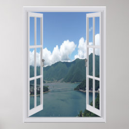 Imitate-Fenster "Mountain Lake Trompe l'oeil" Poster