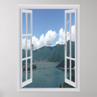 Imitate-Fenster "Mountain Lake Trompe l'oeil" Poster