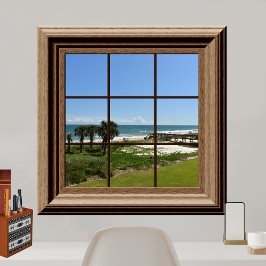 Imitate Fenster Ocean View Palm Trees Beach Tropic Poster