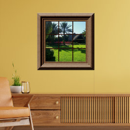 Imitate Fenster Szene Tropische Friedliche Landsch Poster