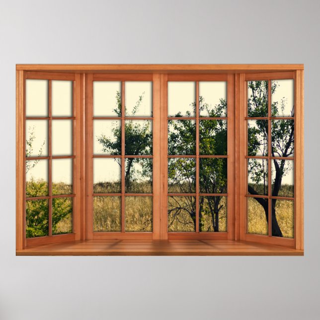 Imitate Fensterläden aus Holz - Goldenes Gras Poster (Vorne)