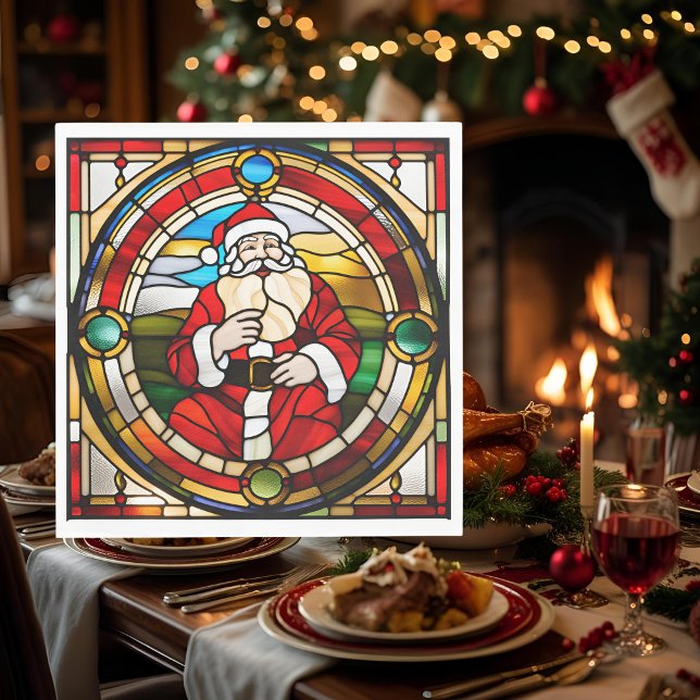 Imitate Festglas Sitzen Santa Napkins Serviette (Von Creator hochgeladen)
