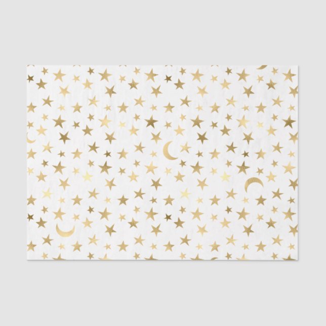 Imitate Fohlen Gold Moon und Stars Seidenpapier (Vorderseite)