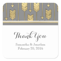 Imitate Foil Golden Arrows Gray Wedding Vielen Dan