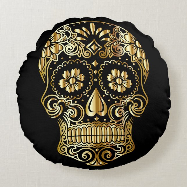 Imitate Foil Sugar Skull Throw Kissen (Vorderseite)