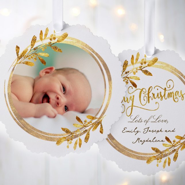 Imitate-Folie mit Grünrahmen Frohe Weihnachten Ornament Karte (Von Creator hochgeladen)