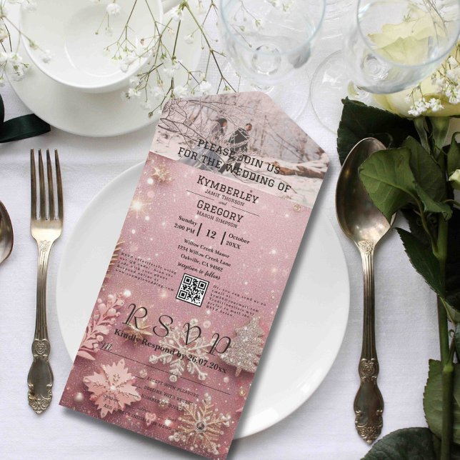 Imitate funkeln immer Pink Silver Foto QR Code All In One Einladung (Von Creator hochgeladen)