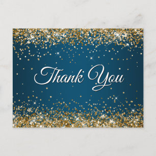 Imitate Funkelnd Gold Glitzer Ocean Blue Vielen Da Postkarte