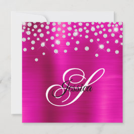 Imitate Funkelnd Kristall Hot Pink Foil Monogramm Einladung