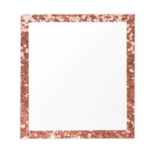 Imitate Funkelnd Kupfer Glitzer Border White Notizblock