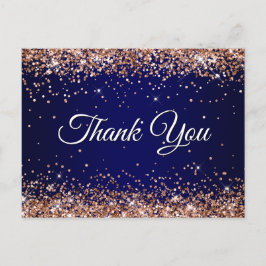Imitate Funkelnd Rose Gold Glitzer Navy Blue Viele Postkarte