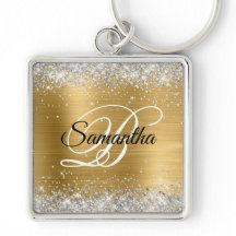 Imitate Funkelnd Silver Glitzer Gold Foil Monogram