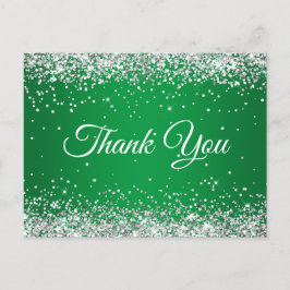 Imitate Funkelnd Silver Glitzer Hellgrün Danke Postkarte