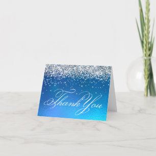 Imitate Funkelnd Silver Glitzer Ocean Ombre Foil Dankeskarte