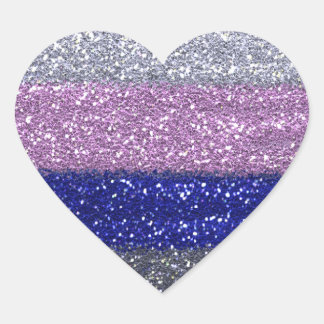 Imitate Funkelnd Silver Pink Blue Heart AH2010 Herz-Aufkleber