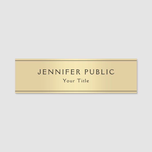Imitate für benutzerdefinierte Glamour Gold Modern Namensschild (Vorderseite)
