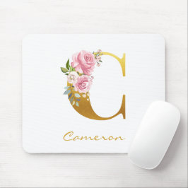 Imitate für die Blumenmonogramm - Goldname Erstper Mousepad