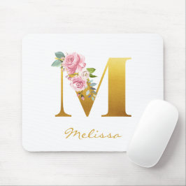 Imitate für die Blumenmonogramm - Goldname Erstper Mousepad