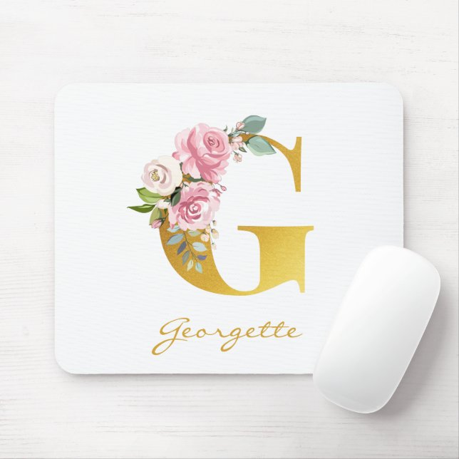 Imitate für die Blumenmonogramm - Goldname Erstper Mousepad (Mit Mouse)