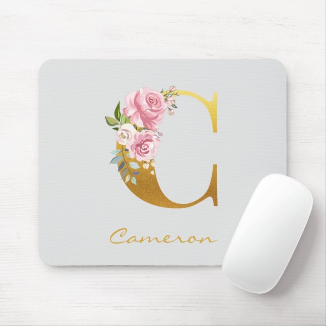 Imitate für die Blumenmonogramm - Goldname Erstper Mousepad (Mit Mouse)