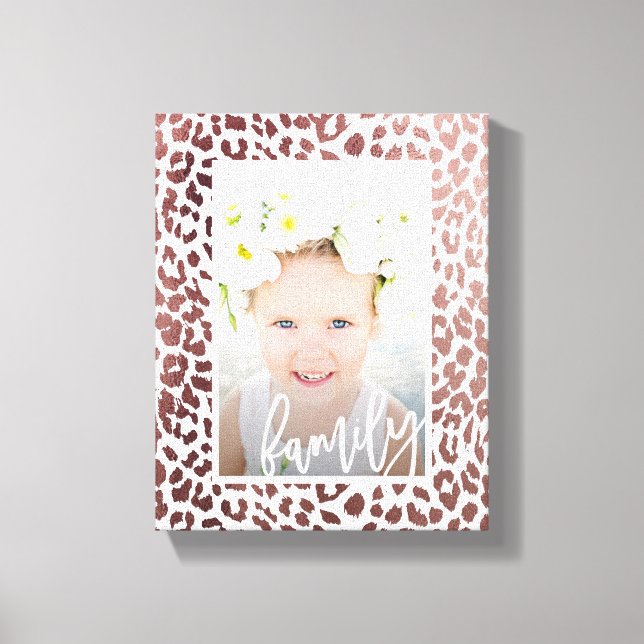 Imitate für Familienskripte Rose Gold Leopard Prin Leinwanddruck (Vorderseite)