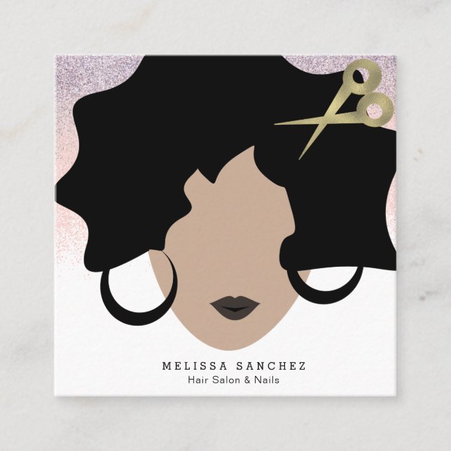 Imitate für Frauen Glitzer Salon Beauty Quadratische Visitenkarte (Vorderseite)