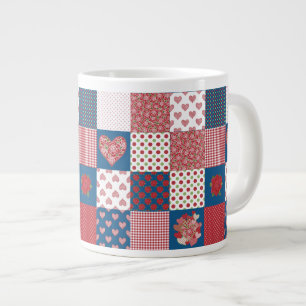 Imitate für Herz und Rose Patchwork Jumbo-Kaffee-T Jumbo-Tasse