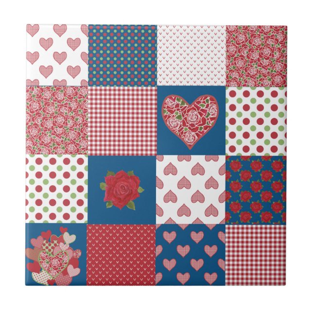 Imitate für Herz und Rose Patchwork-Keramik Fliese (Vorderseite)