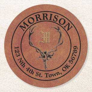 Imitate für Hirschantler Leather-Adressvorlage Runder Pappuntersetzer