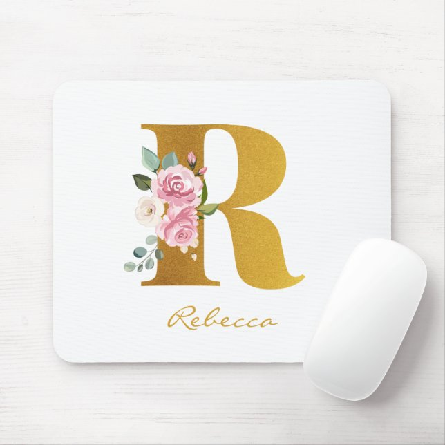 Imitate für Monogramme mit Blumenmuster - Name Per Mousepad (Mit Mouse)