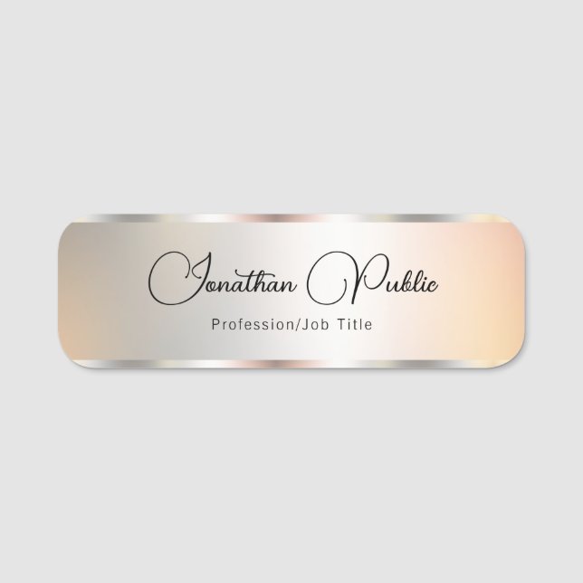 Imitate für Skriptnamen Silver Template Trendy Typ Namensschild (Vorderseite)