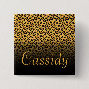 Imitate Fur Wild Leopard Print mit Goldname Button