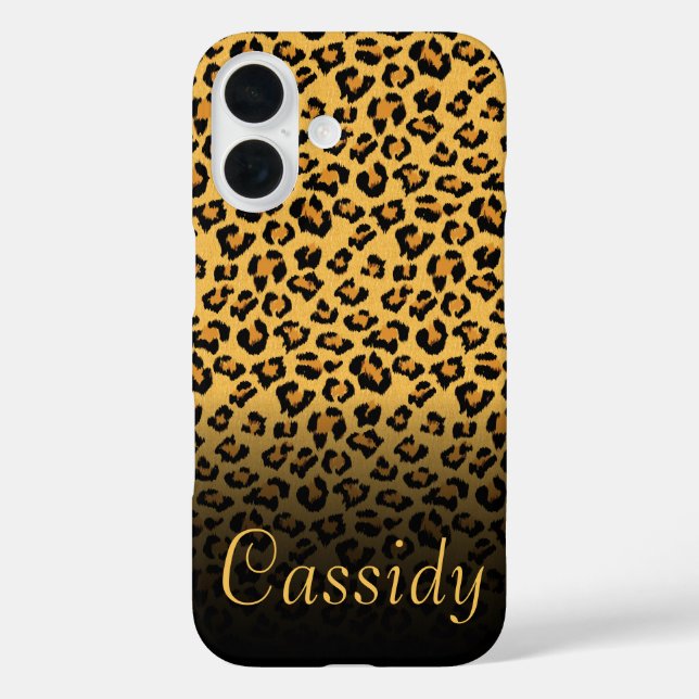 Imitate Fur Wild Leopard Print mit Goldname Case-Mate iPhone Hülle (Rückseite)