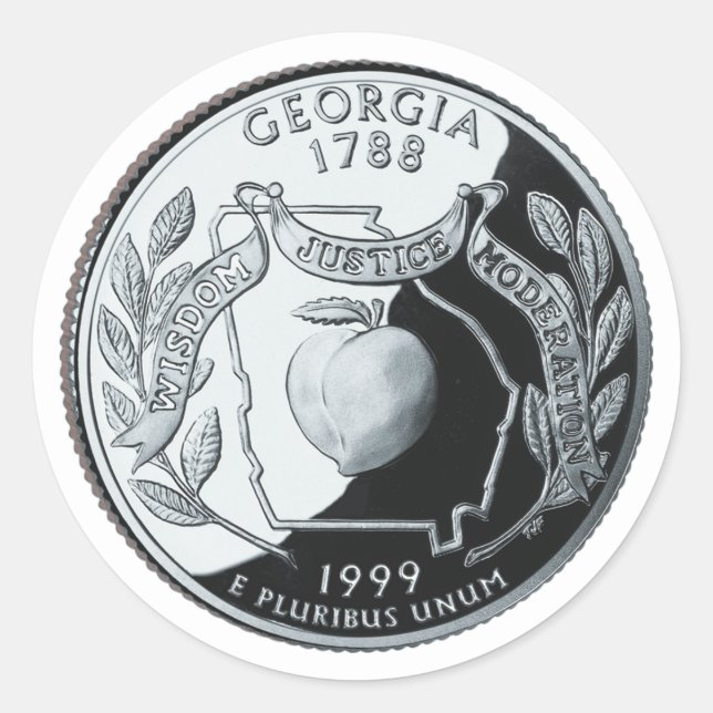 Imitate Georgia Staat Quarter Runder Aufkleber (Vorderseite)