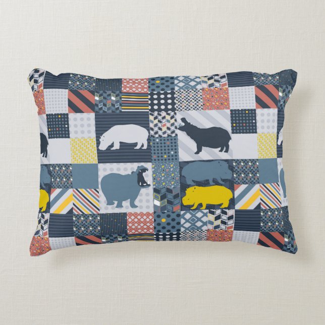 Imitate gequilted Hippos Dekokissen (Vorderseite)