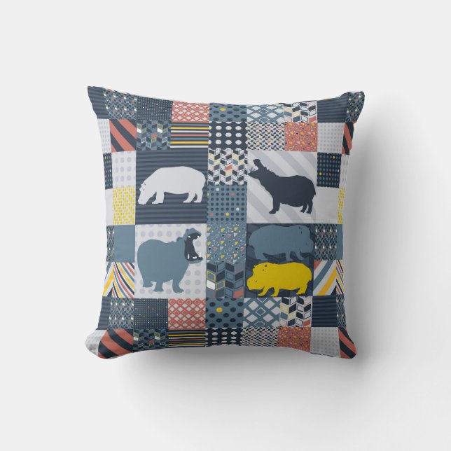 Imitate gequilted Hippos Kissen (Vorderseite)