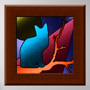 Imitate gestanztes Glas Window Cat Art Poster