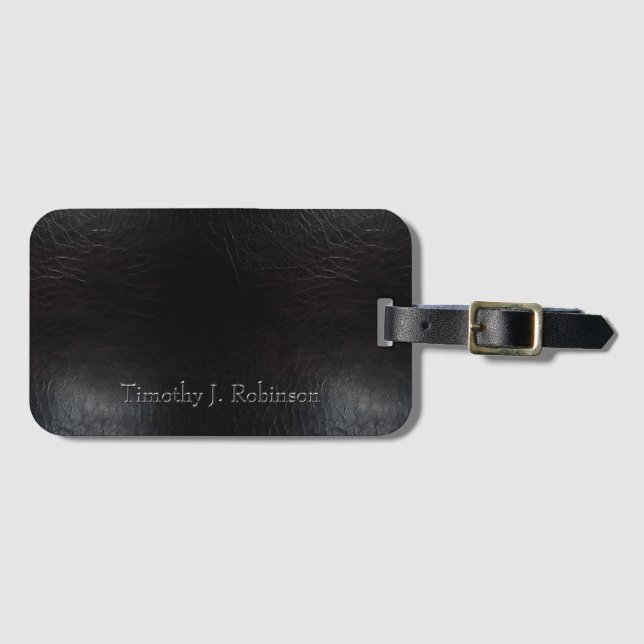 Imitate gestörtes schwarzes Leder mit Bosseln Gepäckanhänger (Vorderseite (Horizontal))
