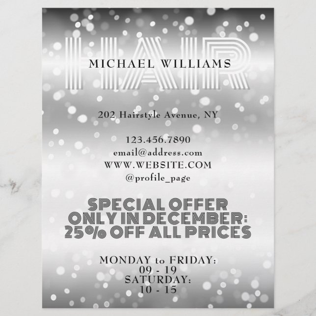 Imitate glänzend glänzender Haarsalon Flyer (Vorne)