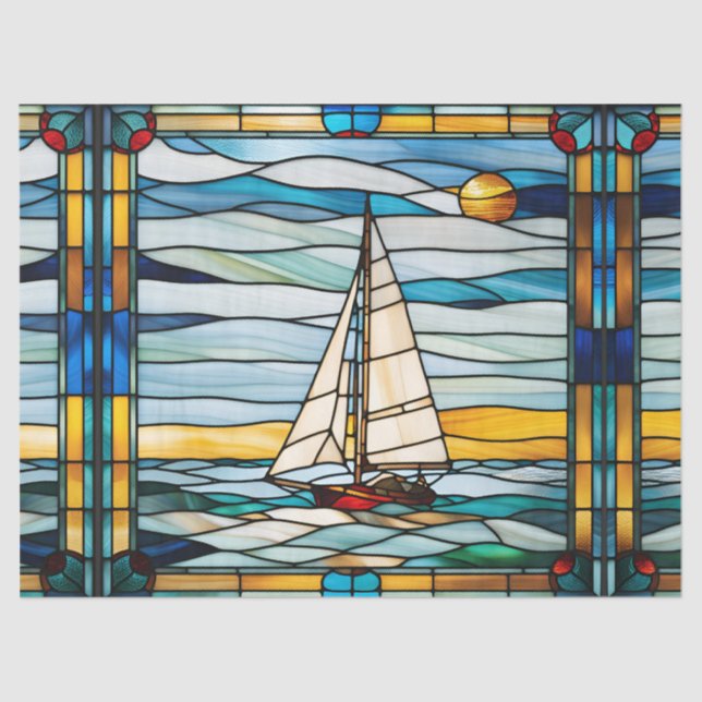 Imitate: Glass Sailboat für Decoupage Craft Seidenpapier (Vorderseite)