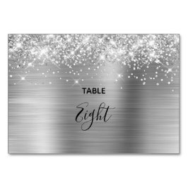 Imitate Glittery Silver Foil Wedding Tischnummer