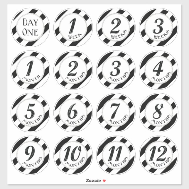 Imitate Glitzer Baby Milestone Aufkleber (Blatt)