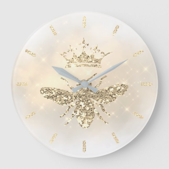 Imitate Glitzer Bienendesign Große Wanduhr (Vorderseite)