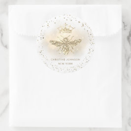 Imitate Glitzer-Bienenlogo Runder Aufkleber