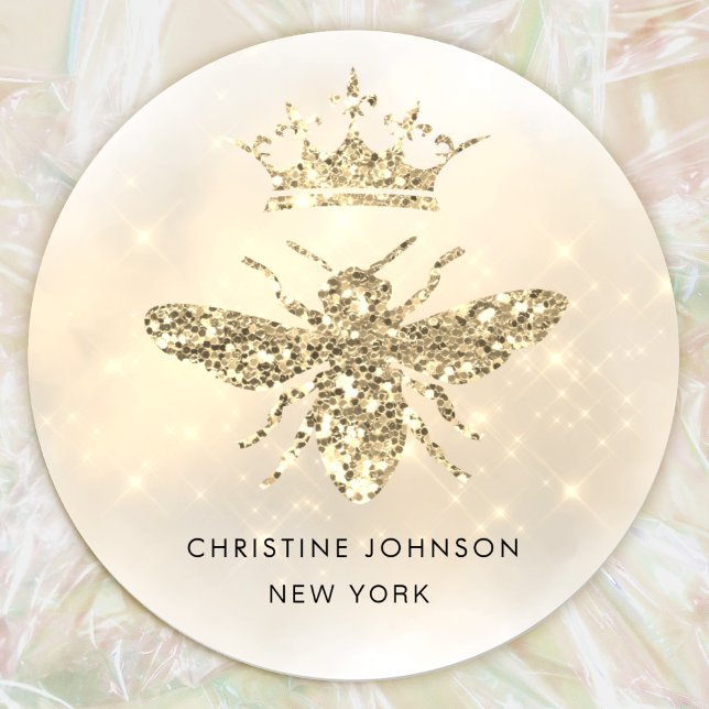 Imitate Glitzer-Bienenlogo Runder Aufkleber (Von Creator hochgeladen)