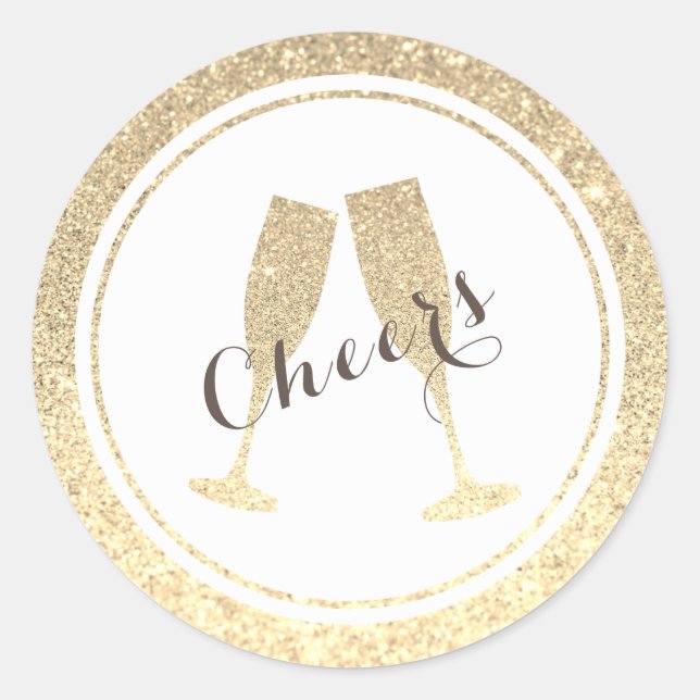 Imitate Glitzer Champagne Brillen Sticker (Vorderseite)