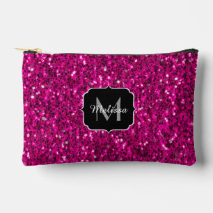 Imitate Glitzer Custom Monogram, Hot rosa Glitzern Zubehörtasche