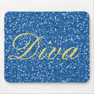 Imitate Glitzer Diva Design in Blau Mousepad
